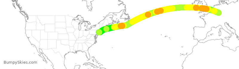Turbulence forecast map for CFG2016, FRA to JFK
