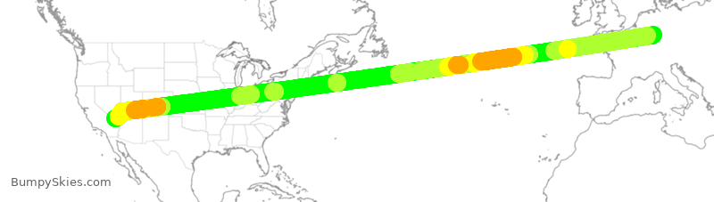 Turbulence forecast map for CFG2062, FRA to LAS