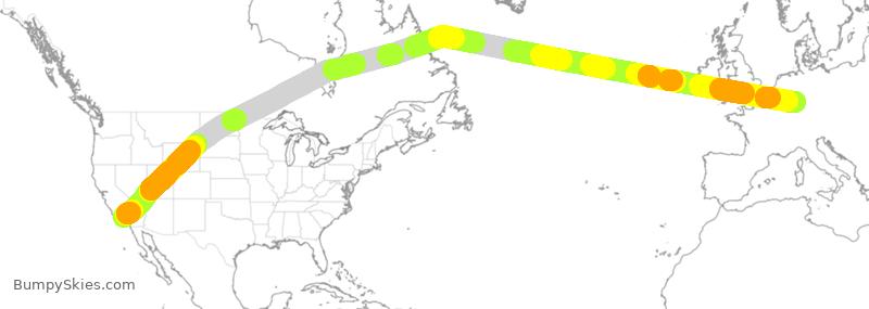 Turbulence forecast map for CFG2081, LAX to FRA