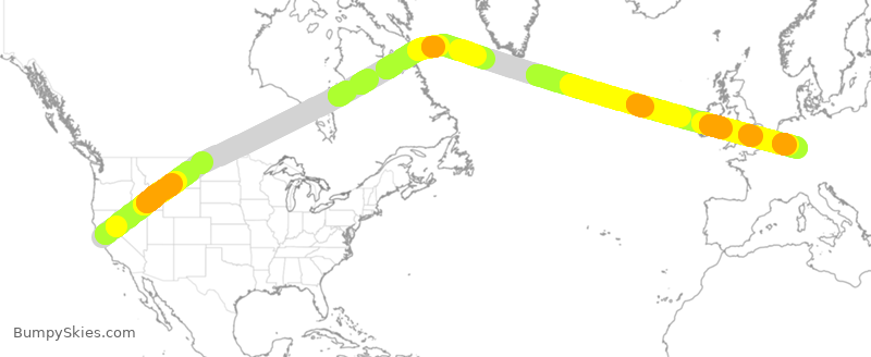 Turbulence forecast map for CFG2097, SFO to FRA