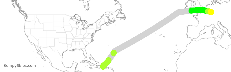 Turbulence forecast map for CFG209, PUJ to FRA