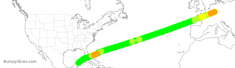 Turbulence forecast map for CFG2116, FRA to CUN