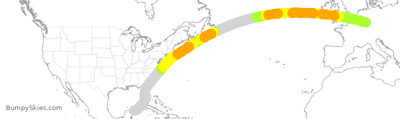 Turbulence forecast map for CFG2117, CUN to FRA