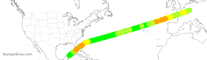 Turbulence forecast map for CFG2118, FRA to CUN