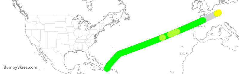 Turbulence forecast map for CFG228, FRA to PUJ