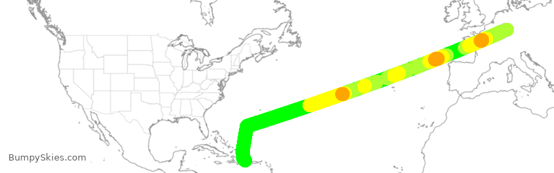 Turbulence forecast map for CFG3826, DDF to DLR