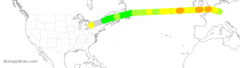 Turbulence forecast map for CFG403, YYZ to FRA