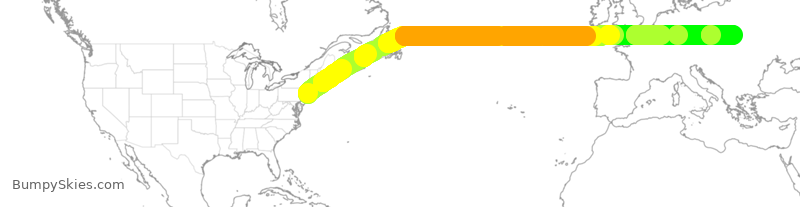 Turbulence forecast map for CHG1542, JFK to PRZ