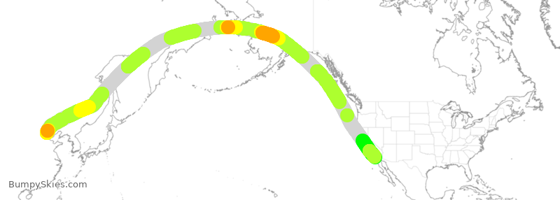 Turbulence forecast map for CHH7925, PEK to TIJ