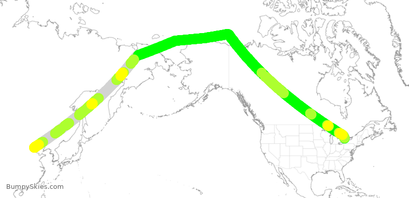 Turbulence forecast map for CHH7975, BAA to YYZ