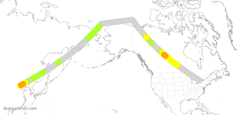 Turbulence forecast map for CHH7976, YYZ to PEK