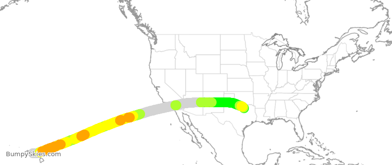 Turbulence forecast map for CKS611, HNL to DFW