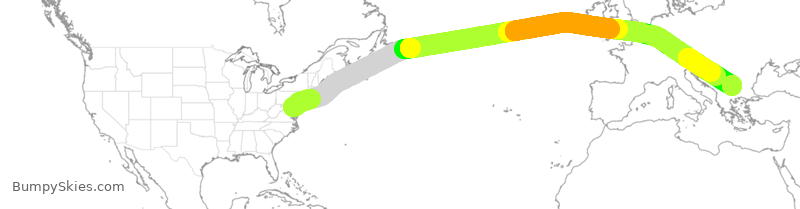 Turbulence forecast map for CMB574, BWI to BSF