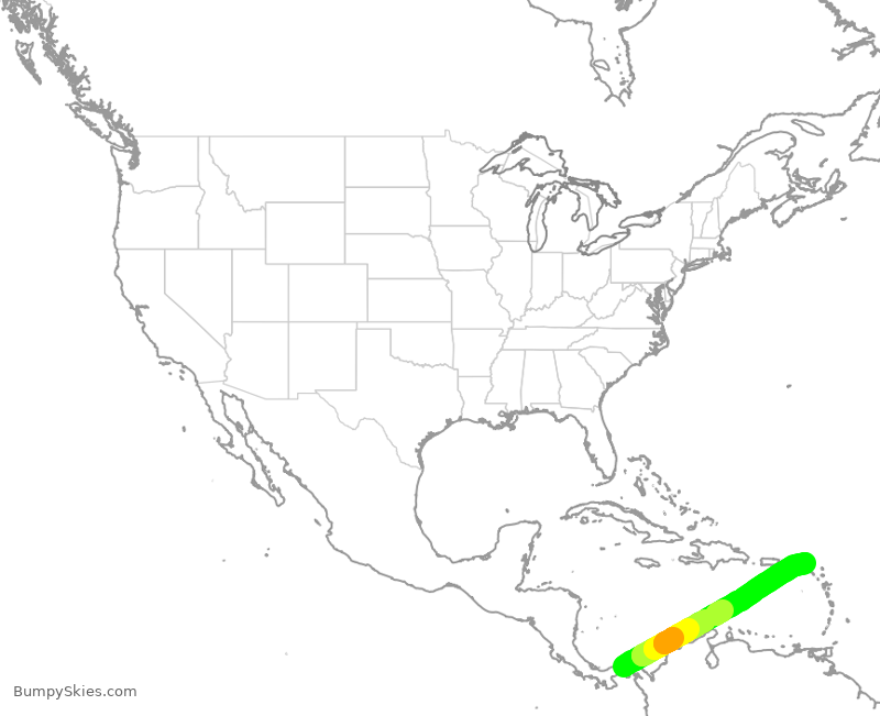 Turbulence forecast map for CMP134, PTY to SXM