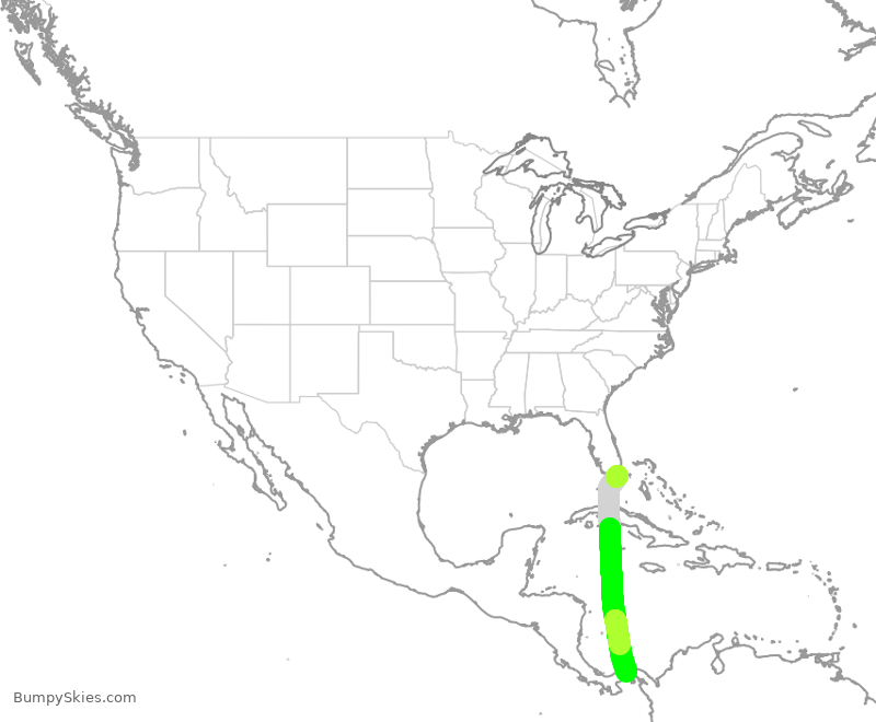 Turbulence forecast map for CMP173, MIA to PTO
