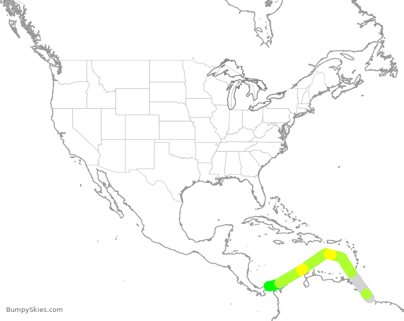 Turbulence forecast map for CMP191, GEO to PTY