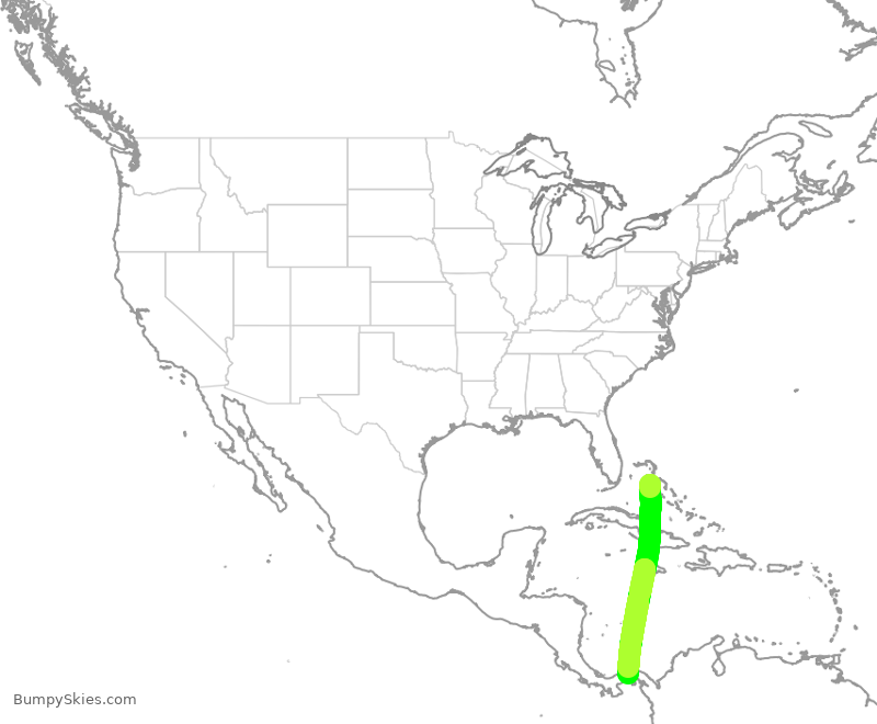 Turbulence forecast map for CMP197, NAS to PTY