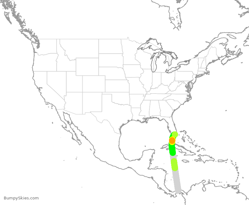 Turbulence forecast map for CMP226, PTY to MIA
