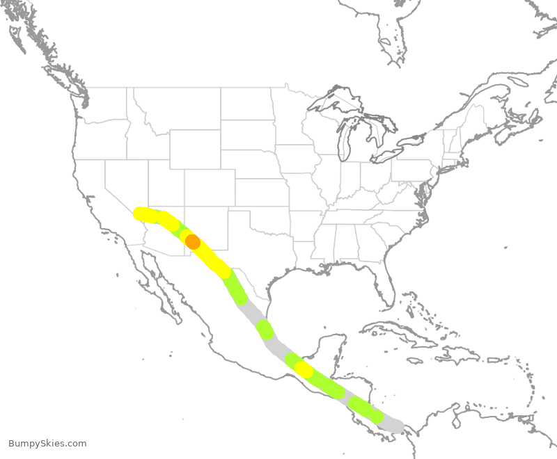 Turbulence forecast map for CMP253, LAS to PTY