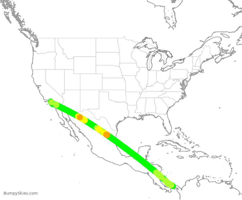 Turbulence forecast map for CMP302, PTY to LAX