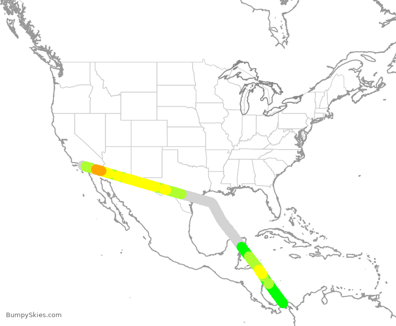 Turbulence forecast map for CMP306, LAX to PTY