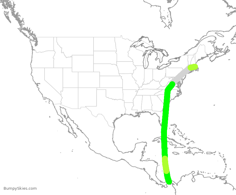 Turbulence forecast map for CMP312, BOS to PTY