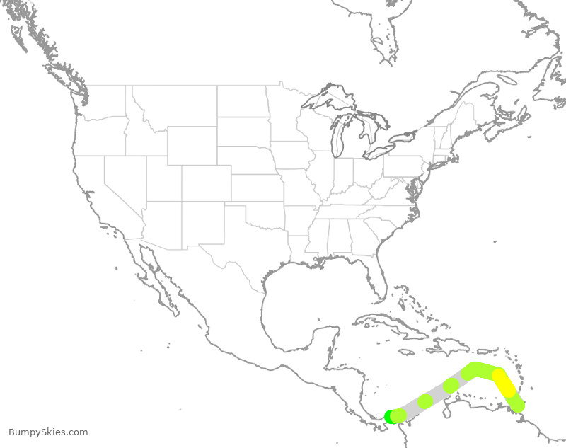 Turbulence forecast map for CMP315, POS to PTY