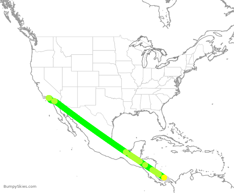 Turbulence forecast map for CMP360, PTY to LAX