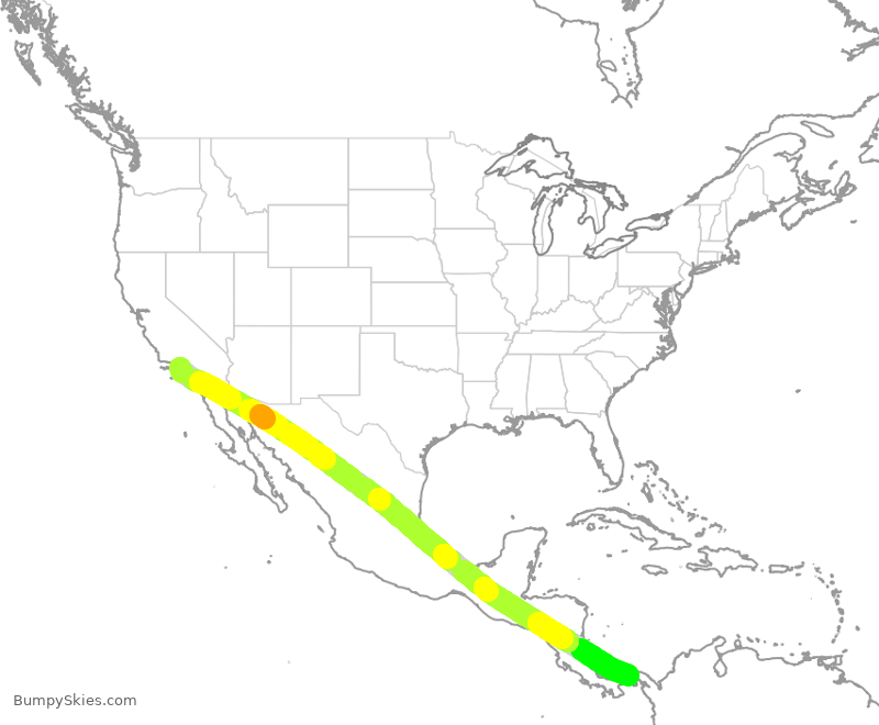 Turbulence forecast map for CMP362, LAX to PTO