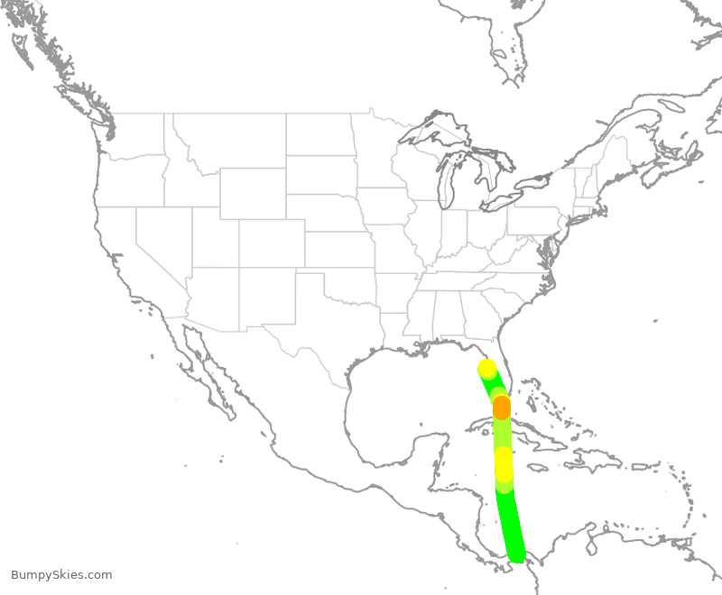 Turbulence forecast map for CMP374, TPA to PTY
