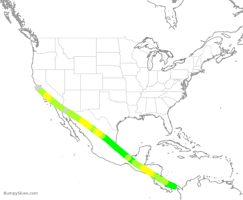 Turbulence forecast map for CMP383, SFO to PTO