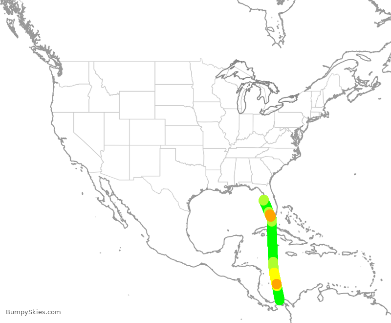 Turbulence forecast map for CMP394, TPA to PTY