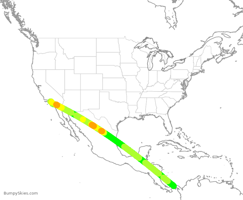 Turbulence forecast map for CMP401, PTY to LAX