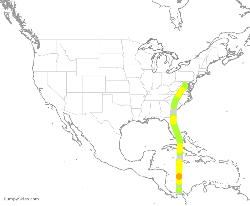 Turbulence forecast map for CMP403, IAD to PTO
