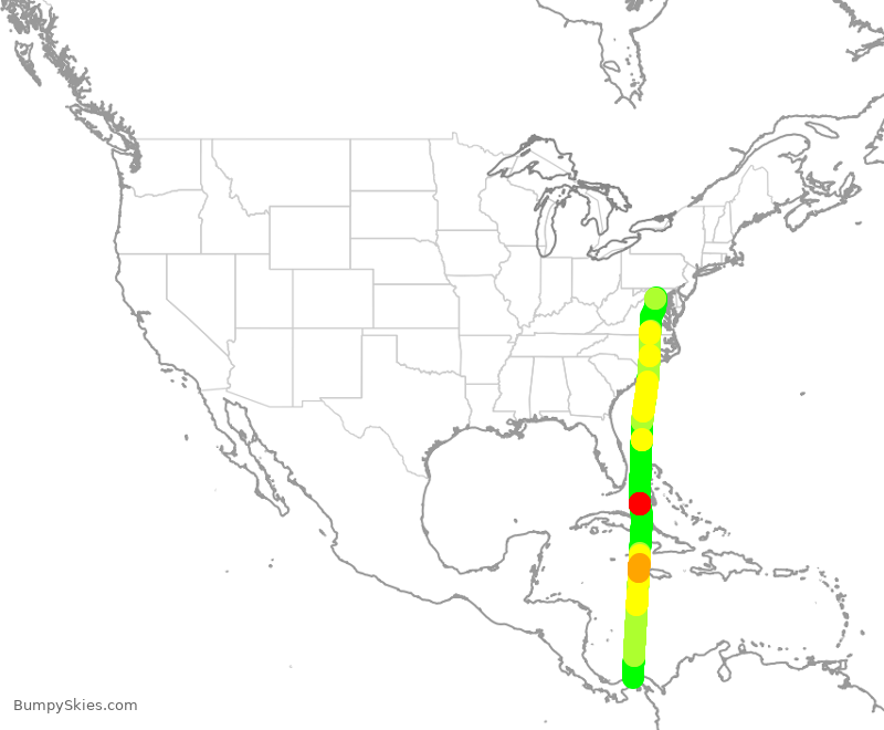 Turbulence forecast map for CMP404, PTY to IAD