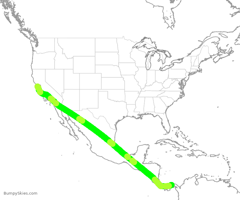 Turbulence forecast map for CMP408, PTY to SFO