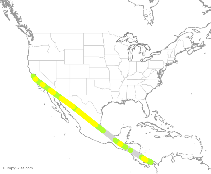 Turbulence forecast map for CMP409, SFO to PTO