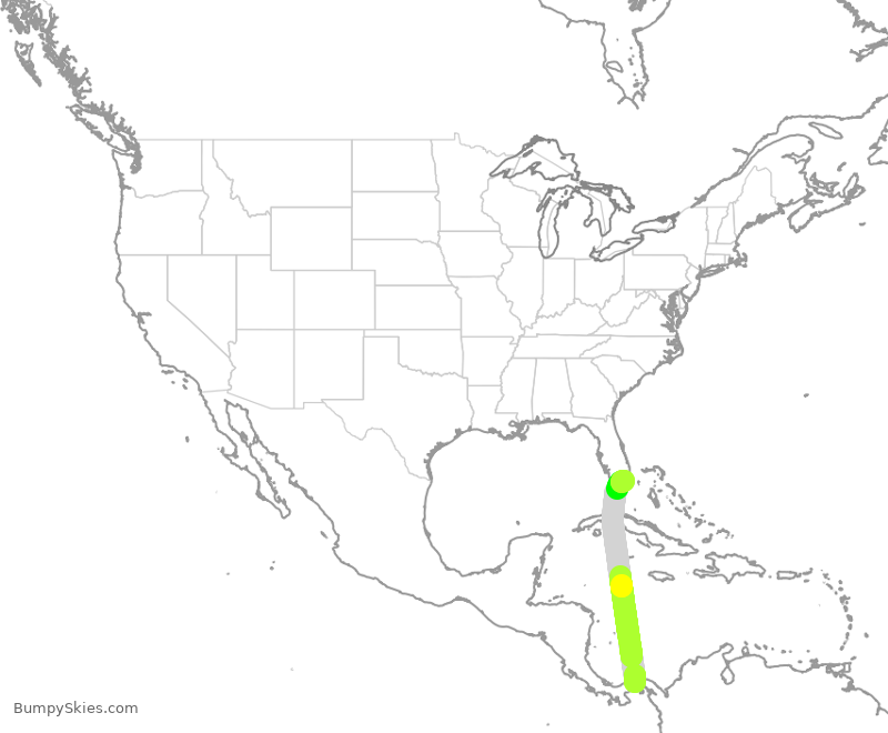 Turbulence forecast map for CMP432, PTO to MIA