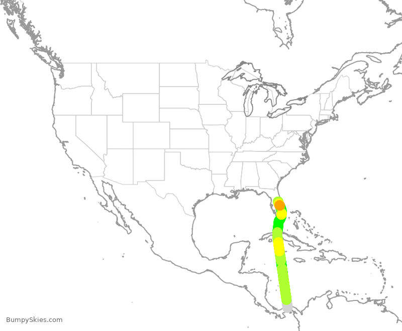 Turbulence forecast map for CMP434, PTY to MCO