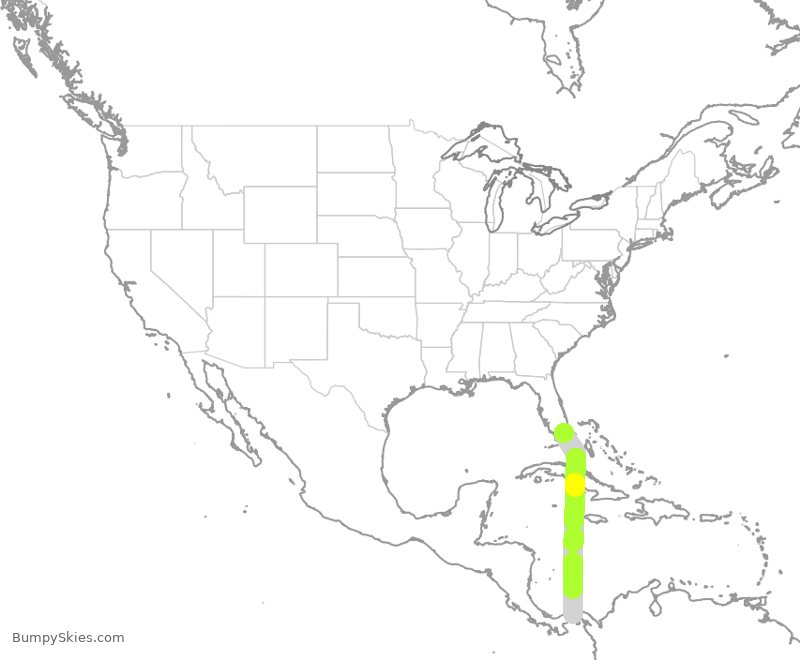 Turbulence forecast map for CMP440, MIA to PTY