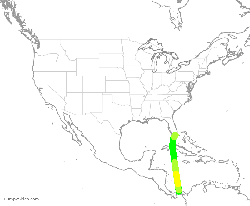 Turbulence forecast map for CMP441, PTY to MIA