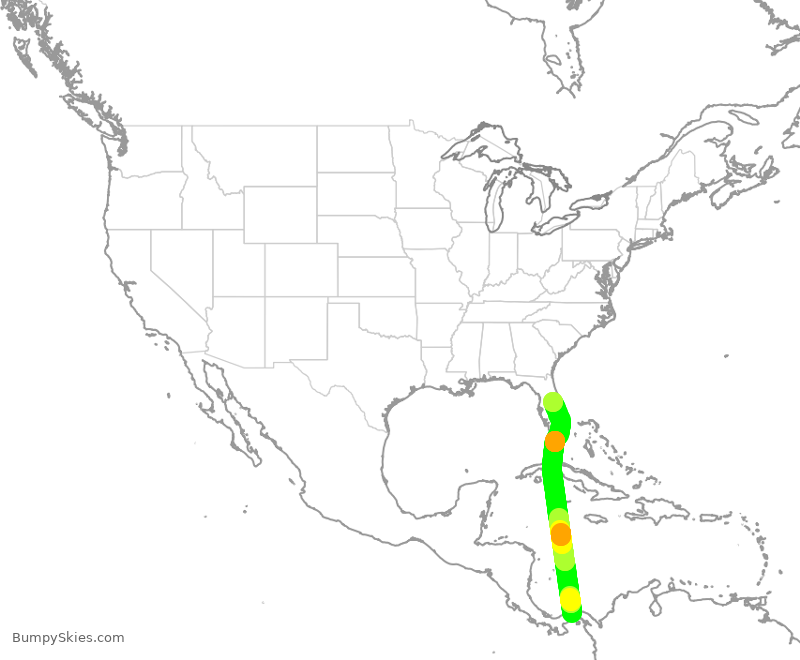 Turbulence forecast map for CMP446, PTY to MCO