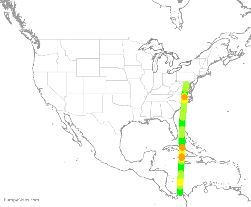 Turbulence forecast map for CMP448, PTY to IAD