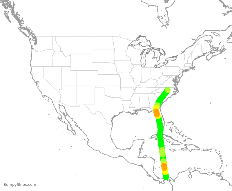 Turbulence forecast map for CMP466, PTY to RDU