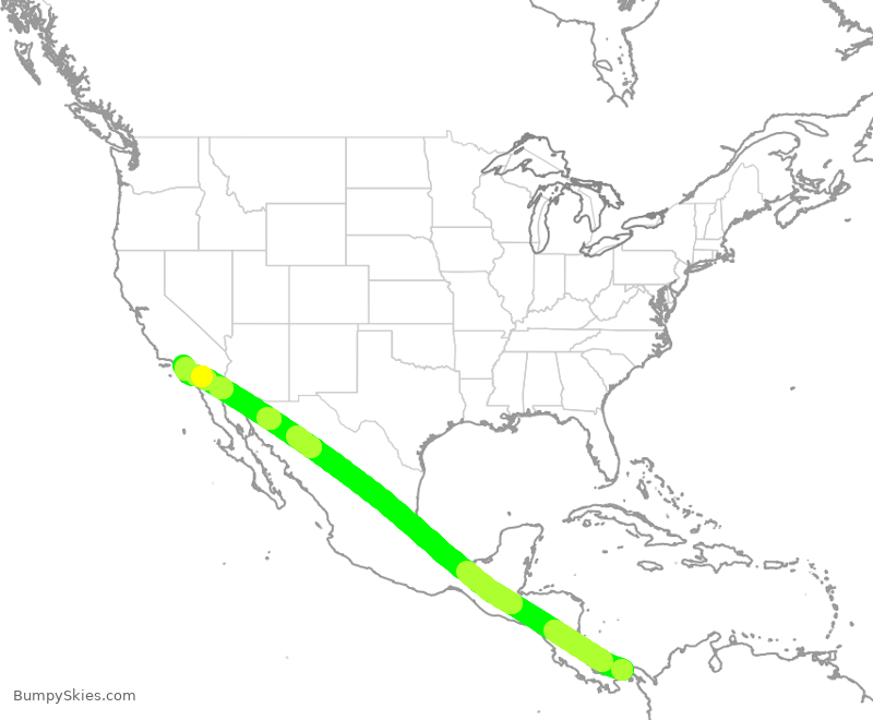 Turbulence forecast map for CMP472, PTY to LAX