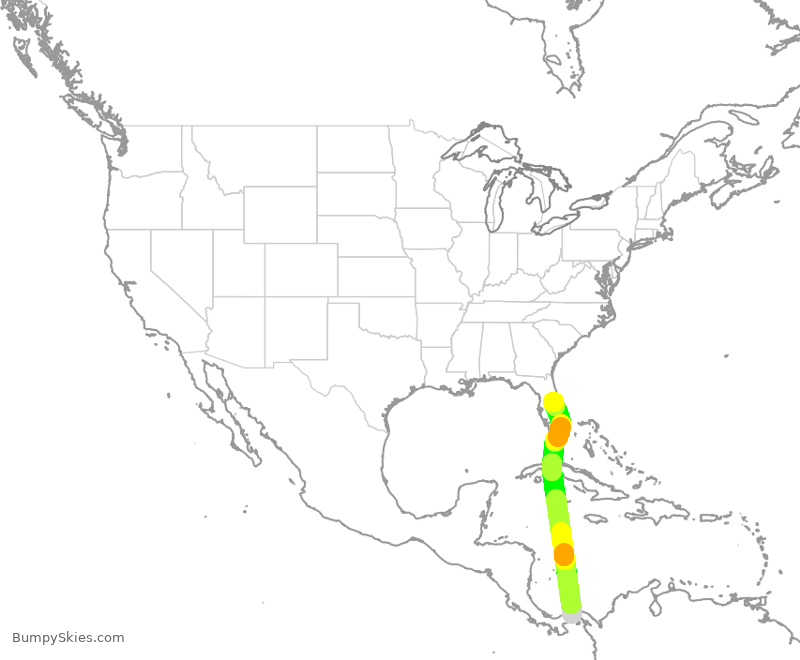 Turbulence forecast map for CMP478, PTY to MCO