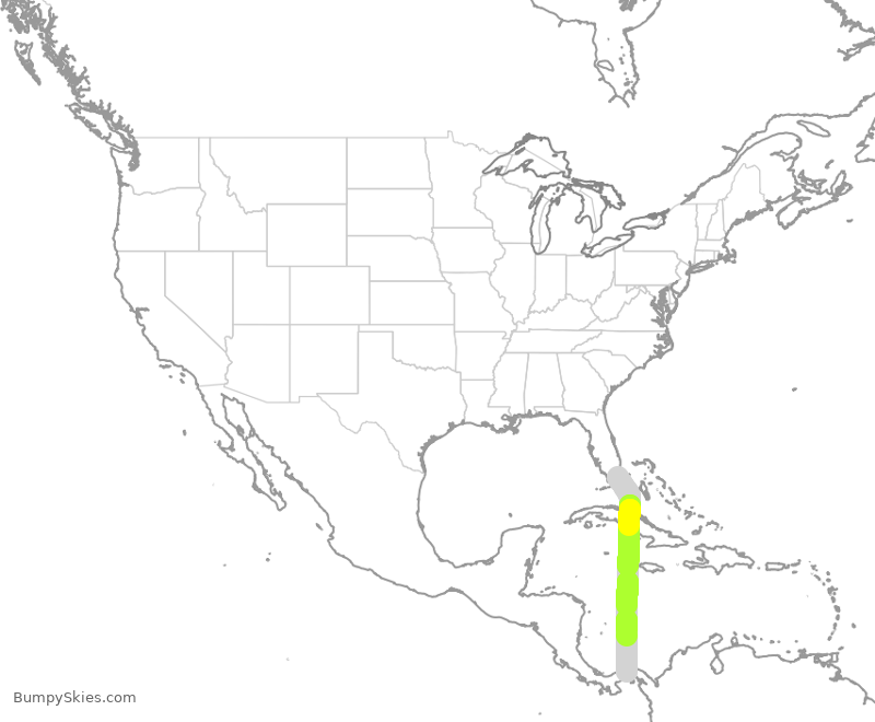 Turbulence forecast map for CMP481, MIA to PTY