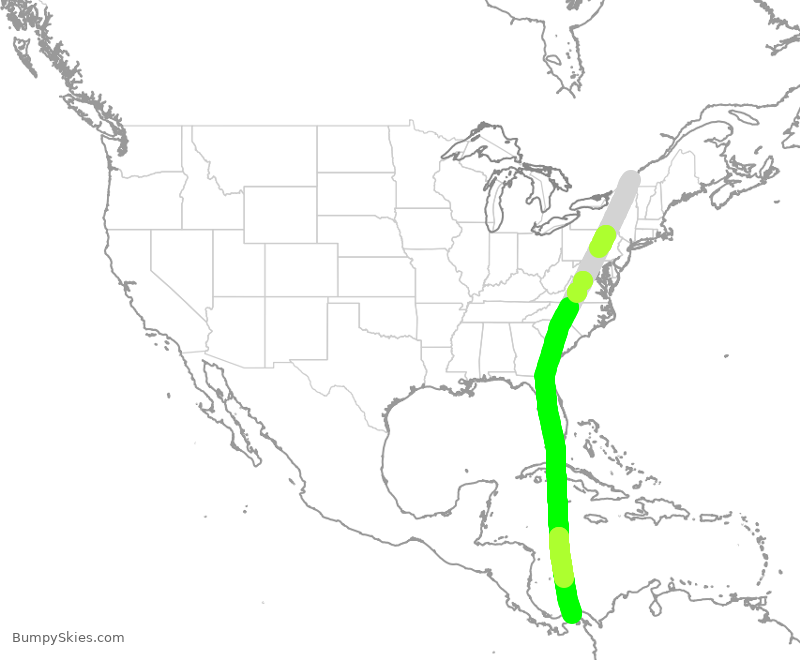 Turbulence forecast map for CMP484, YUL to PTY