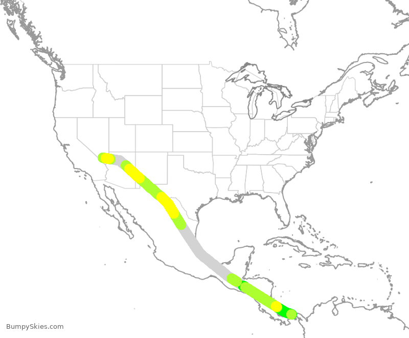 Turbulence forecast map for CMP6253, LAS to PTO