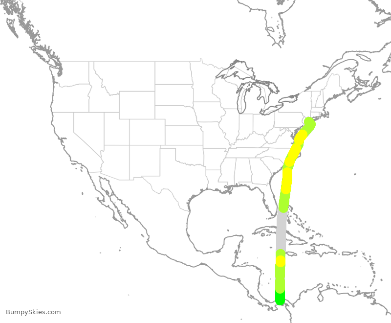 Turbulence forecast map for CMP629, JFK to PTO